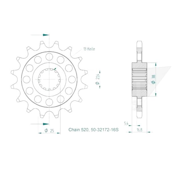 Ritzel Z.16 für Honda NC 750 S 2014-2016