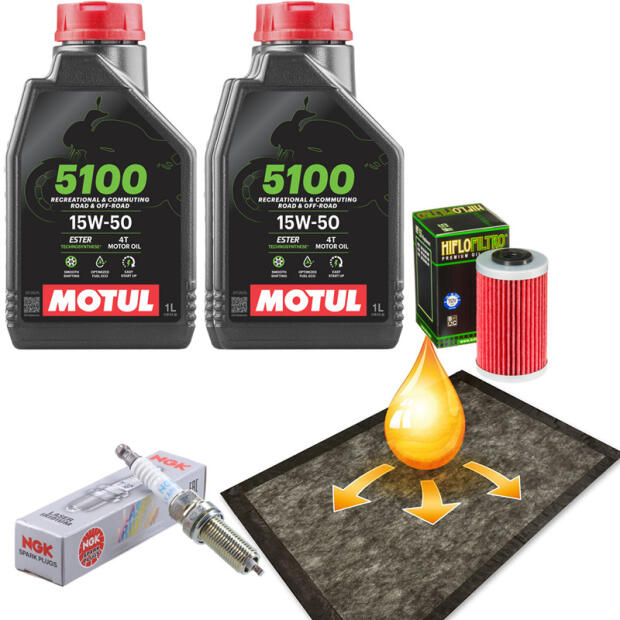 Wartungspaket für Husqvarna Svartpilen Vitpilen 401 Kundendienst Öl Ölfilter Zündkerze Ölmatte