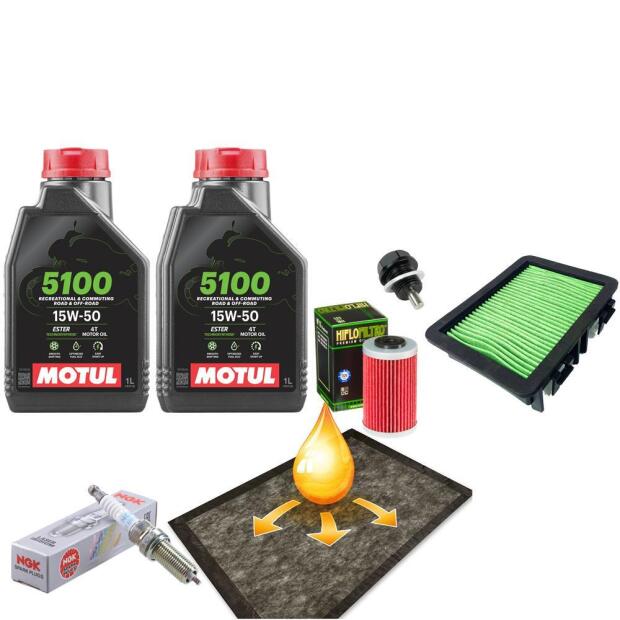 Wartungspaket für KTM Duke / RC 125 / 390 Kundendienst Öl Ölfilter Zündkerze Ölablasschraube Ölmatte Luftfilter