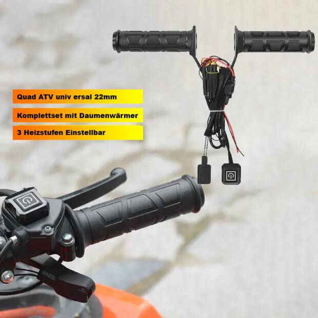 Heizgriffe Quad ATV Griffheizung mit Daumenheizung