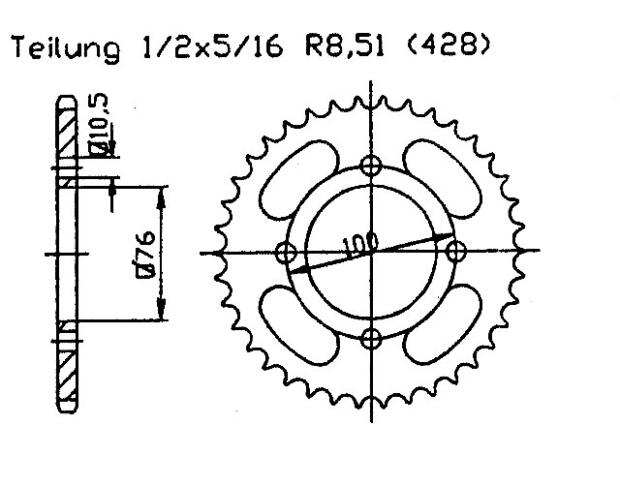 Rear sprocket for CB 125 F 16 Teeth