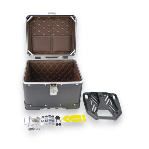 Motorradkoffer Alu Schwarz 40 Liter Topcase mit Halterplatte universal