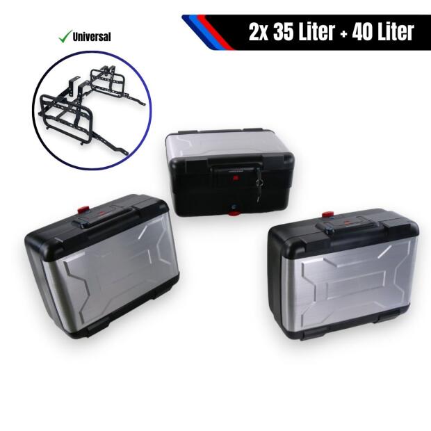 Luggage System 3-Piece with Side Carriers for BMW R1200/R1250 GS Complete Set