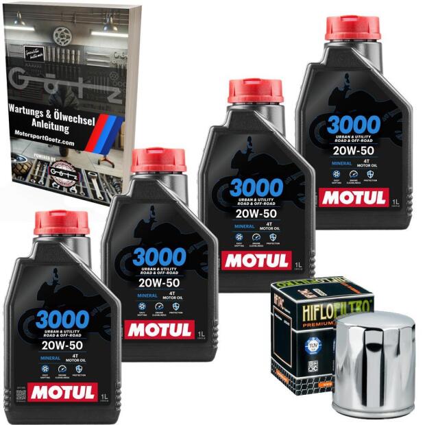 Ölwechsel Set für Harley Davidson V- Rod 1130 1180 1250 Motul 20W50 Ölfilter HF171C