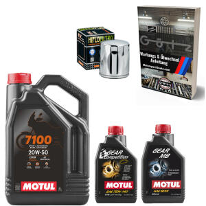 Öl Wechsel Kit Synthetic für V-Twin Harley Davidson & Buell Bj.90-22 Motul 20W50