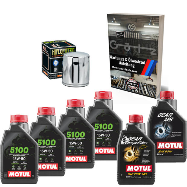 Öl Wechsel Kit Synthetic für V-Twin Harley Davidson & Buell Bj.90-22 Motul 15W50
