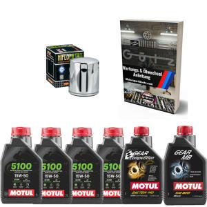 Öl Wechsel Kit Synthetic für V-Twin Harley Davidson & Buell Bj.90-22 Motul 15W50