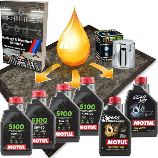 Öl Wechsel Kit Synthetic für Harley Davidson & Buell Bj.90-22 Motul 15W50 & Ölmatte