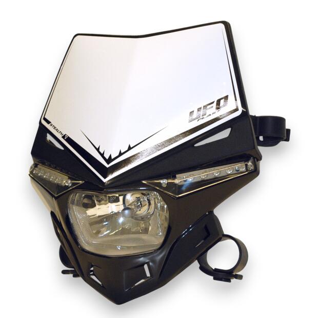 Lampenmaske mit Scheinwerfer Universal für Enduro UFO Schwarz