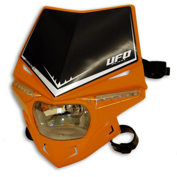 Lampenmaske mit Scheinwerfer für Enduro Verkleidung Universal Orange