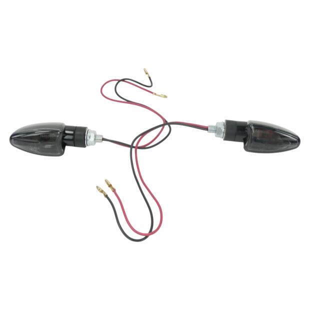 Blinker Paar schwarz getönt E-geprüft universell Motorrad Quad ATV Roller