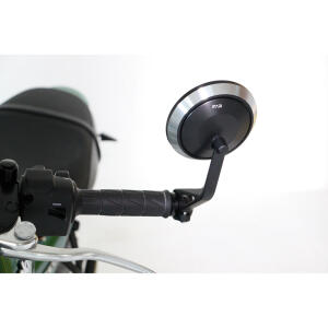 Runder Lenkerendspiegel aus CNC-Alu Blauglas links rechts