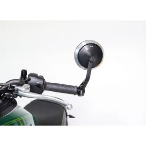 Runder Lenkerendspiegel aus CNC-Alu Blauglas links rechts