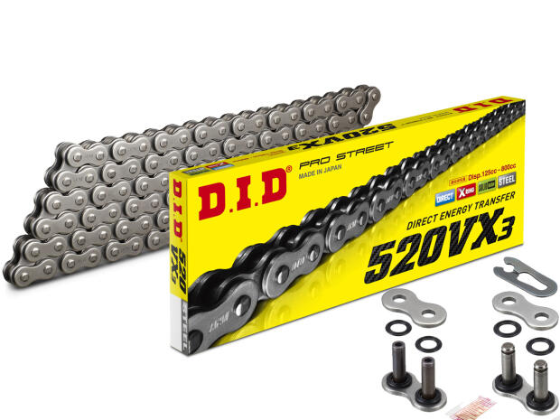 DID VX3 X-Ring Chain 520x116 Reinforced with Clip & Rivet Lock