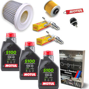 Kundendienst Wartungpaket für Yamaha XV 535 Virago 88-97 Motul Öl Ölfilter Luftfilter Zündkerzen Magnet-Ablassschraube Dichtung