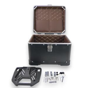 Motorradkoffer Alu Schwarz 50 Liter mitTopcase Halterplatte universal