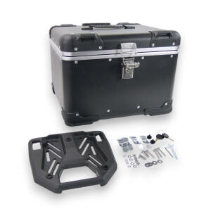 Motorradkoffer Alu Schwarz 50 Liter mitTopcase Halterplatte universal