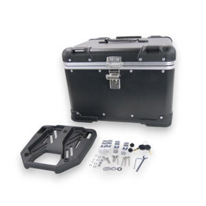 Motorradkoffer Alu Schwarz 50 Liter mitTopcase Halterplatte universal