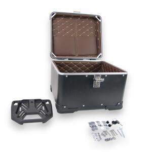 Motorradkoffer Alu Schwarz 50 Liter mitTopcase Halterplatte universal