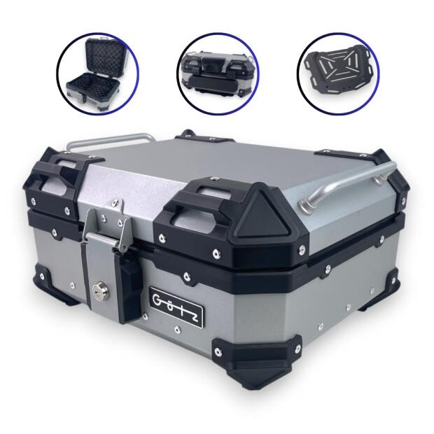 Topcase Pro3 Alu Silber 22 Liter Motorradkoffer mit Halterplatte universal
