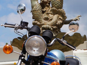 Classic Short Chrome Mirror Set M8 M10x1.25 Left-Hand Thread