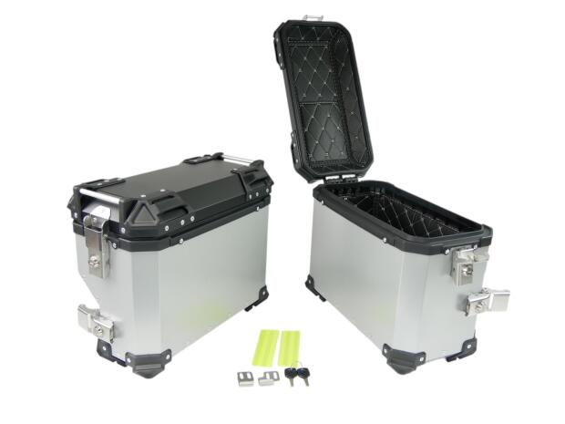 Side Case alu asymetrisch 38 & 30 Liter for motorcycle Silver