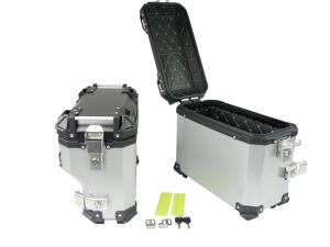Side Case alu asymetrisch 38 & 30 Liter for motorcycle Silver