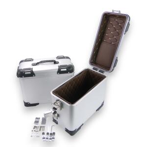Seitenkoffer 2er-Set Aluminium Silber für Motorrad 36 Liter