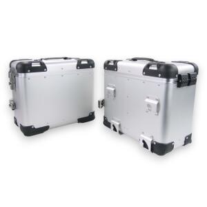 Seitenkoffer 2er-Set Aluminium Silber für Motorrad 36 Liter