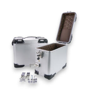 Seitenkoffer 2er-Set Aluminium Silber für Motorrad 36 Liter