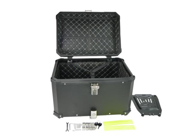 Motorradkoffer Alu Schwarz 80 Liter & Topcase Träger universal