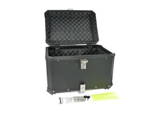 Motorradkoffer Alu Schwarz 80 Liter & Topcase Träger universal
