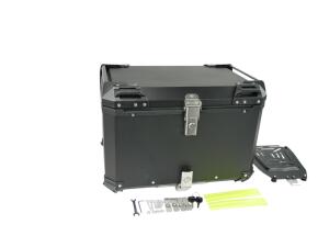 Motorradkoffer Alu Schwarz 80 Liter & Topcase Träger universal