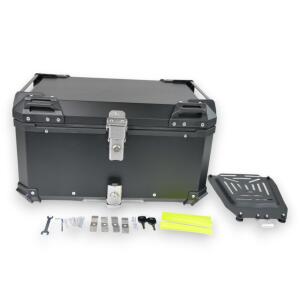 Motorradkoffer Alu Schwarz 65 Liter & Topcase Träger universal