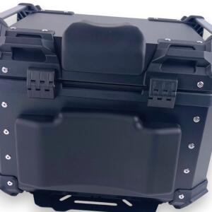 Alukoffer Pro3 rund Schwarz 45 Liter mit universal Topcase Träger für Motorrad/ Quad/ Roller