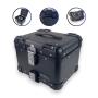 Alukoffer Pro3 rund Schwarz 45 Liter mit universal Topcase Träger für Motorrad/ Quad/ Roller