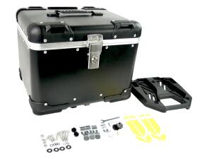 Motorradkoffer Alu Schwarz 46 Liter Topcase mit Halterplatte universal