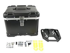 Motorradkoffer Alu Schwarz 46 Liter Topcase mit Halterplatte universal