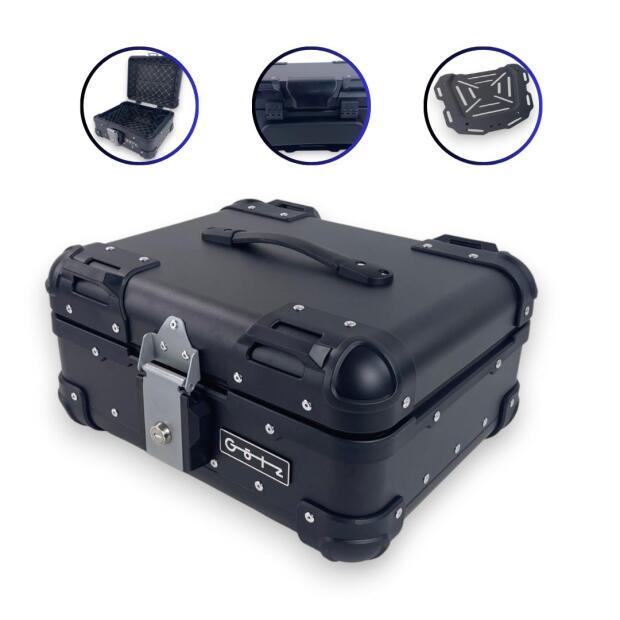 Topcase Pro3 rund Motorradkoffer Schwarz 22 L mit Träger universal