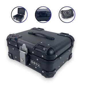 Topcase Pro3 rund Motorradkoffer Schwarz 22 L mit Träger universal