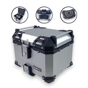 Motorradkoffer Pro3 Alu 45 L silber & Universal Topcase Halterung
