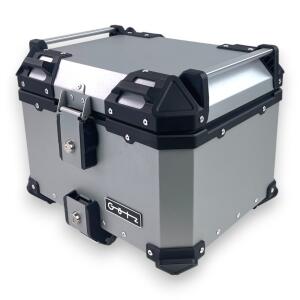 Motorradkoffer Pro3 Alu 45 L silber & Universal Topcase Halterung
