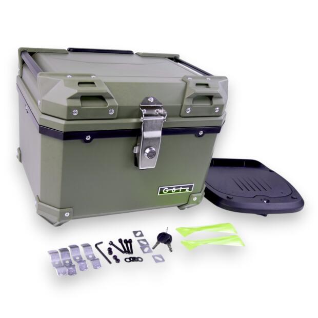 Motorradkoffer 45 Liter Topcase mit Halterplatte universal Armeegrün