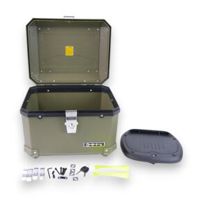 Motorradkoffer 45 Liter Topcase mit Halterplatte universal Armeegrün