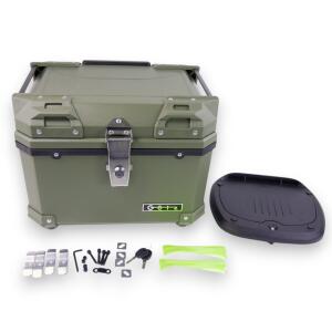 Motorradkoffer 45 Liter Topcase mit Halterplatte universal Armeegrün