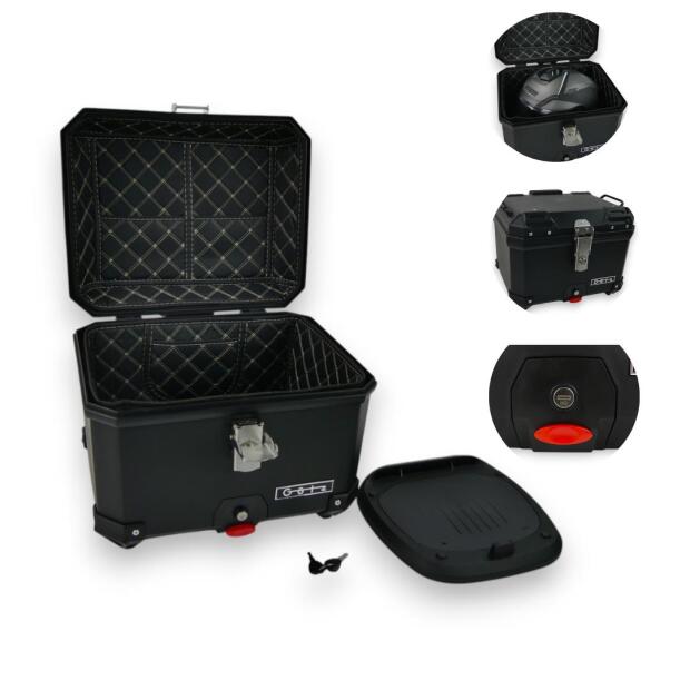 Motorcycle Top Case alu 45L black with Quick Release & Mount