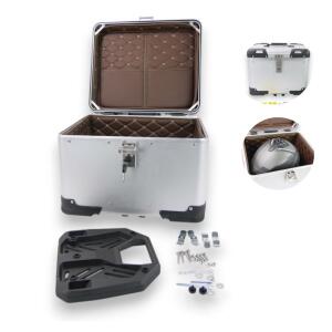 Topcase alu silver 50 litres with mounting plate universal