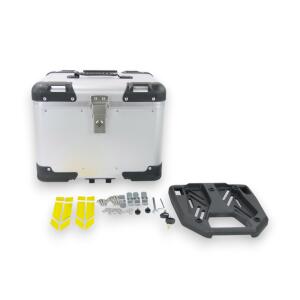 Motorradkoffer Alu Silber 46 Liter Topcase mit Halterplatte universal