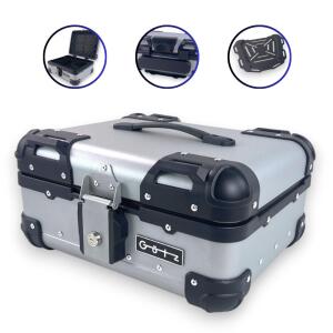 Alukoffer Pro3 rund für Motorrad Silber 22 L Topcase mit Träger universal
