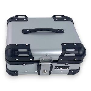 Alukoffer Pro3 rund für Motorrad Silber 22 L Topcase mit Träger universal